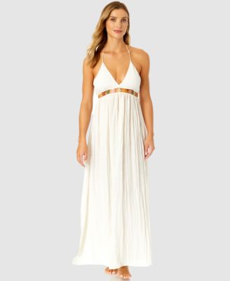 Ibiza Anne Cole - Women's V-Neck Jewel Halter Maxi Cover-Up Dress