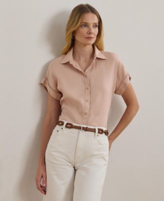ラルフ・ローレン Lauren Ralph Lauren Linen Dolman-Sleeve Shirt レディース シャツ トップス Navy Linen Dolman-Sleeve Shirt | Ralph Lauren