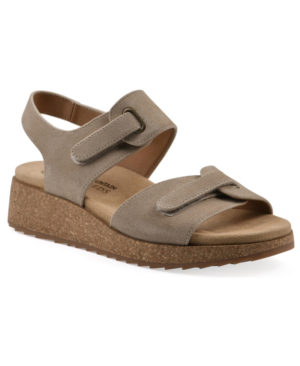 White Mountain Women's Gelato Round Toe Wedge Sandals In Sandalwood Suede
