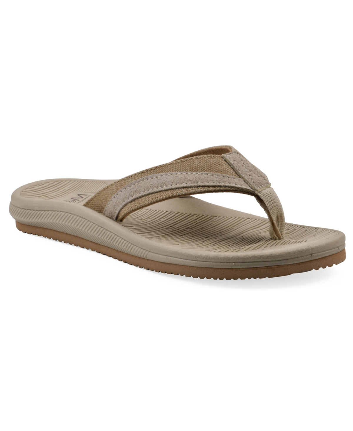 White Mountain Women's Bays Round Toe Flat Sandals In Khaki Sandalwood Fabric