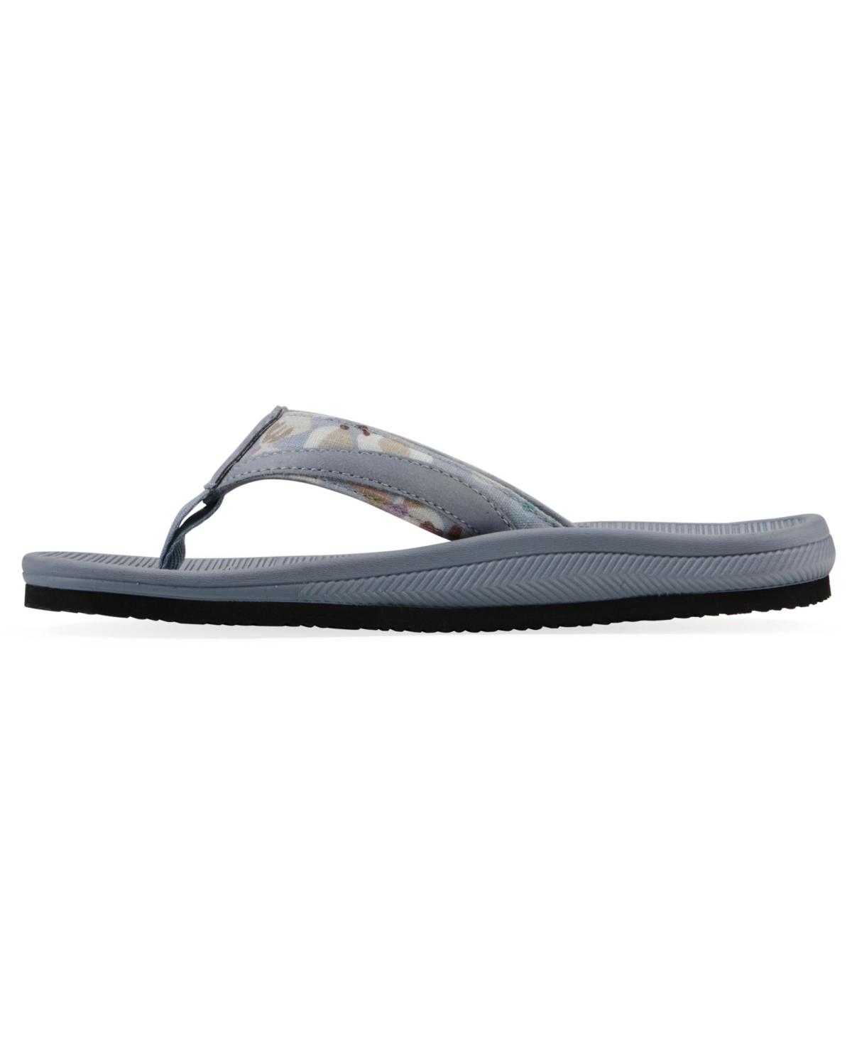 White Mountain Women's Bays Round Toe Flat Sandals In Light Blue Floral Print