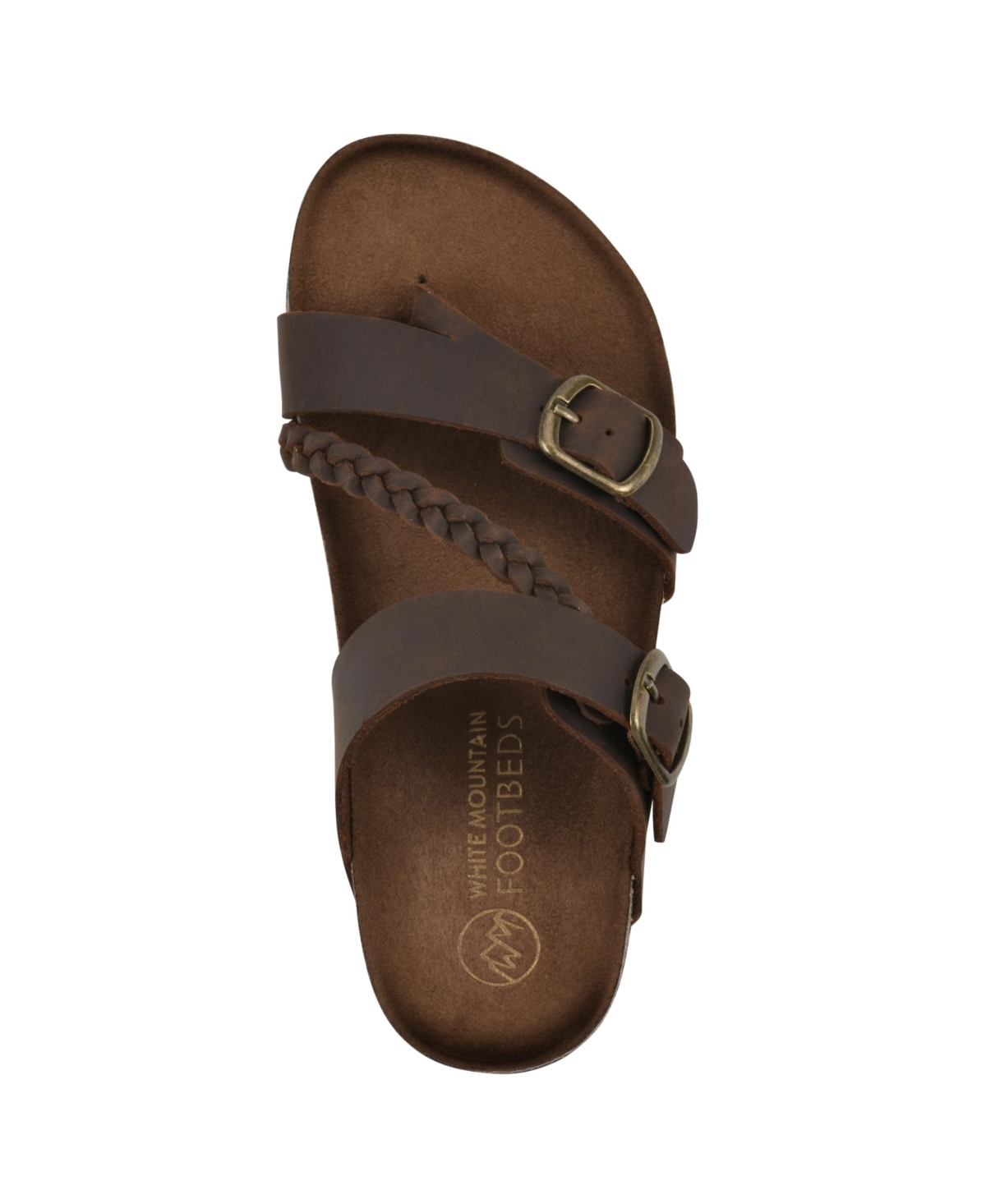 White Mountain Women's Hammy Round Toe Flat Sandals In Brown Leather