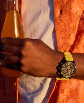 Men's Sport Casual Brycen Yellow Silicone Strap Watch 44.8mm