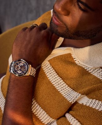 Men's Classic Calendrier Silver-Tone Stainless Steel Bracelet Watch 41.8mm