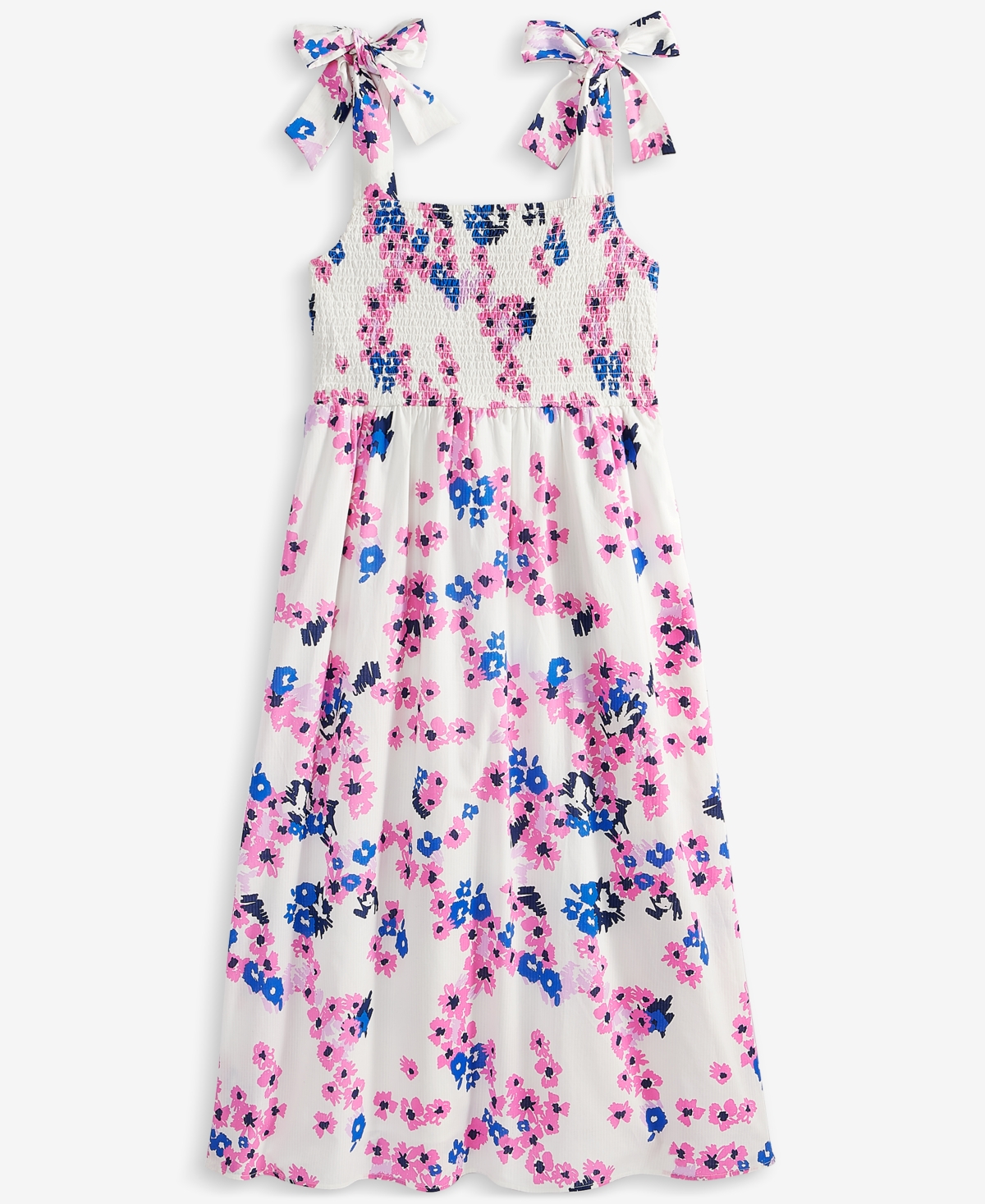 Shop On 34th Women's Mommy & Me Cotton Bouquet-print Tie-strap Smocked Midi Dress, Exclusively At Macy's In Washed White