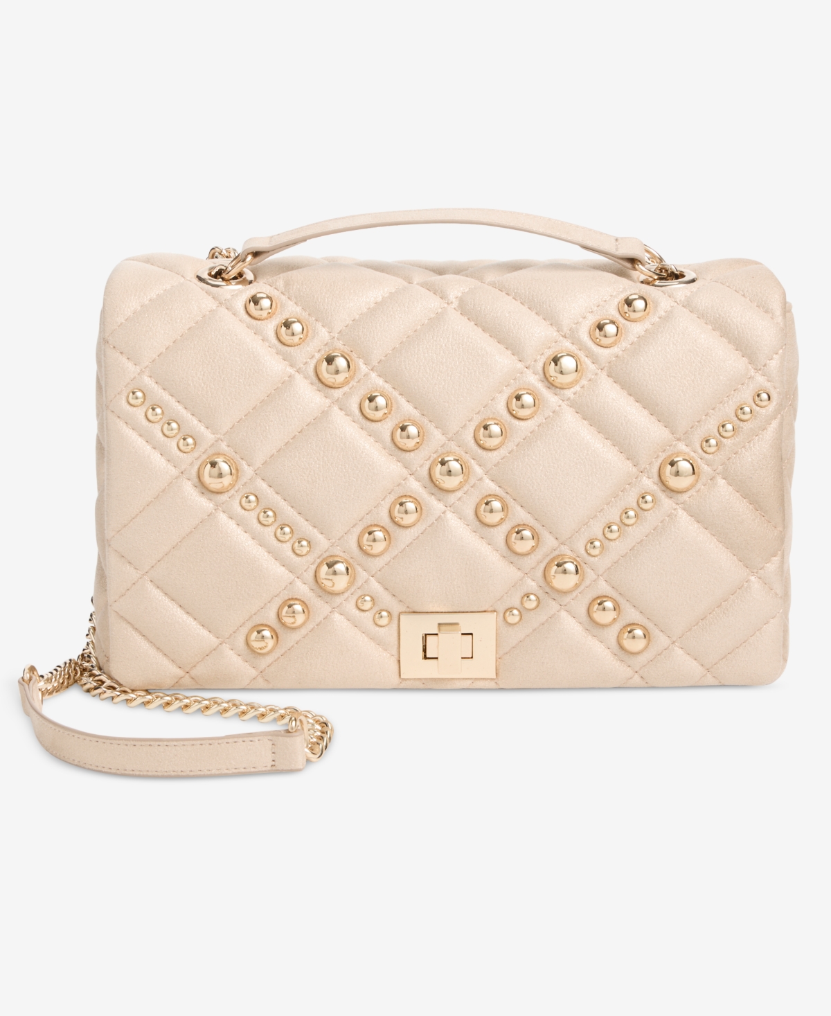 Inc International Concepts Ajae Champagne Pearlized Quilted Shoulder Bag, Exclusively At Macy's In Champagne Pearlized