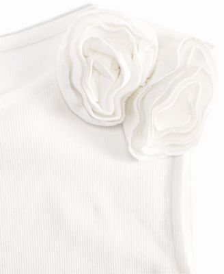 Women's Ribbed Rosette Shoulder Tank Top, Exclusively at Macy's