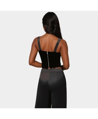 Women's Bebe X Ciara Velour & Satin Detail Corset
