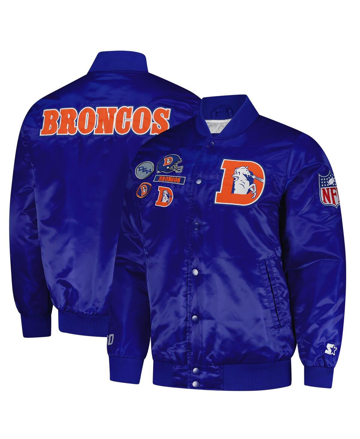 Men's Royal Denver Broncos Exclusive Satin Full-Snap Varsity Jacket - Royal