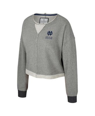 Women's Charcoal Notre Dame Fighting Irish Magnum Scoop Neck Cropped Pullover Sweatshirt