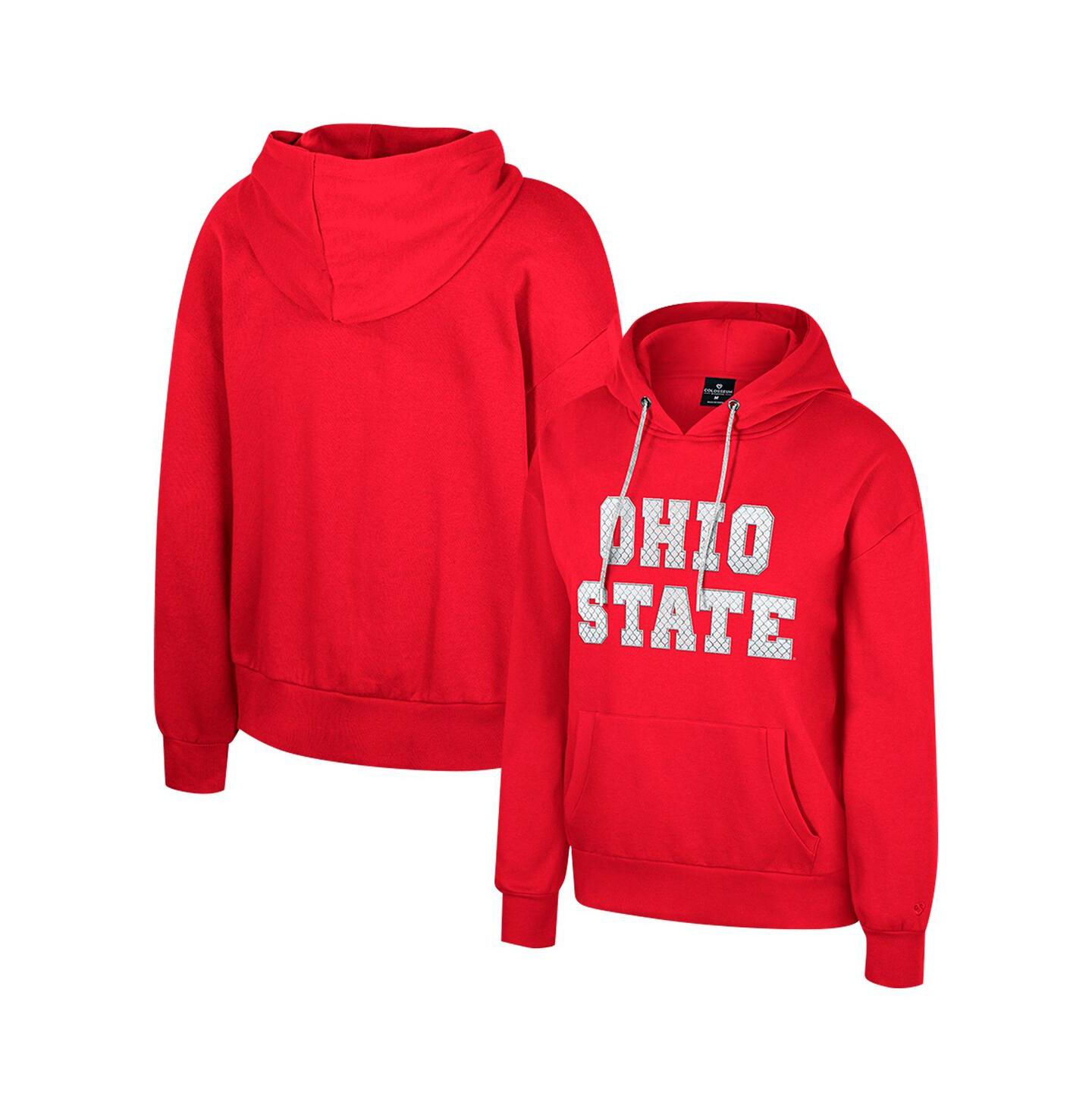 Женское худи Colosseum Scarlet Ohio State Buckeyes Reflection Rhinestone Drawcord Pullover — фото 1