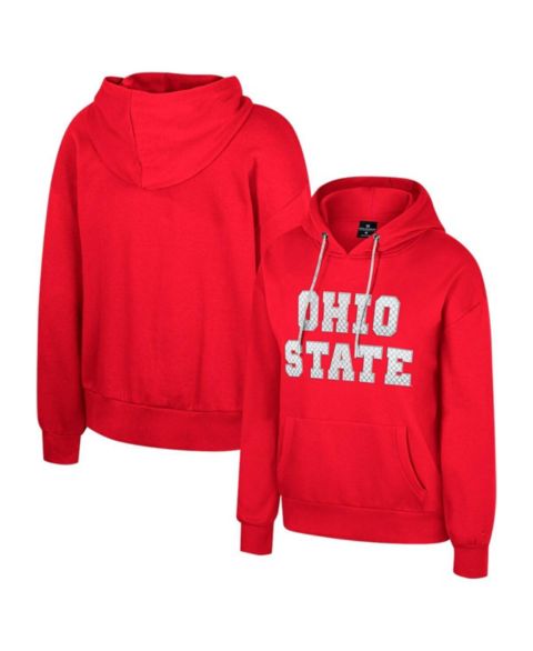 Женское худи Colosseum Scarlet Ohio State Buckeyes Reflection Rhinestone Drawcord Pullover