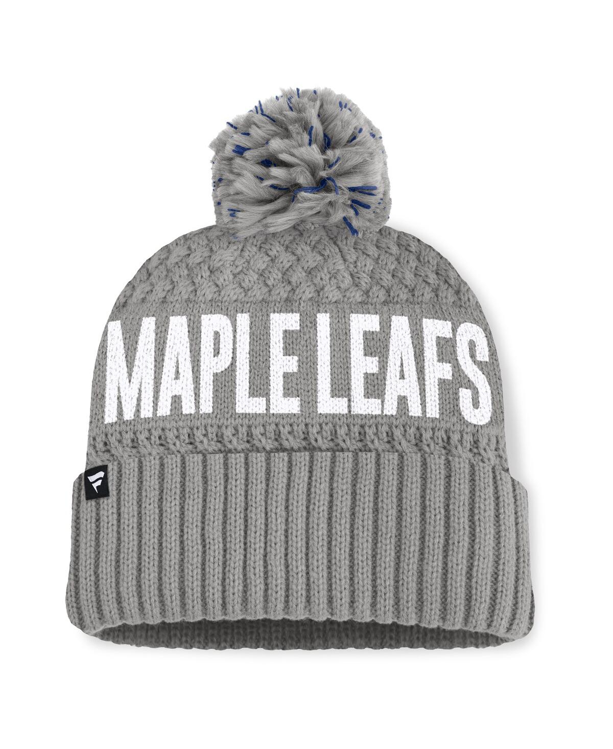 Fanatics Women's Gray Toronto Maple Leafs Heritage Tilly Cuffed Knit Hat With Pom In Gray