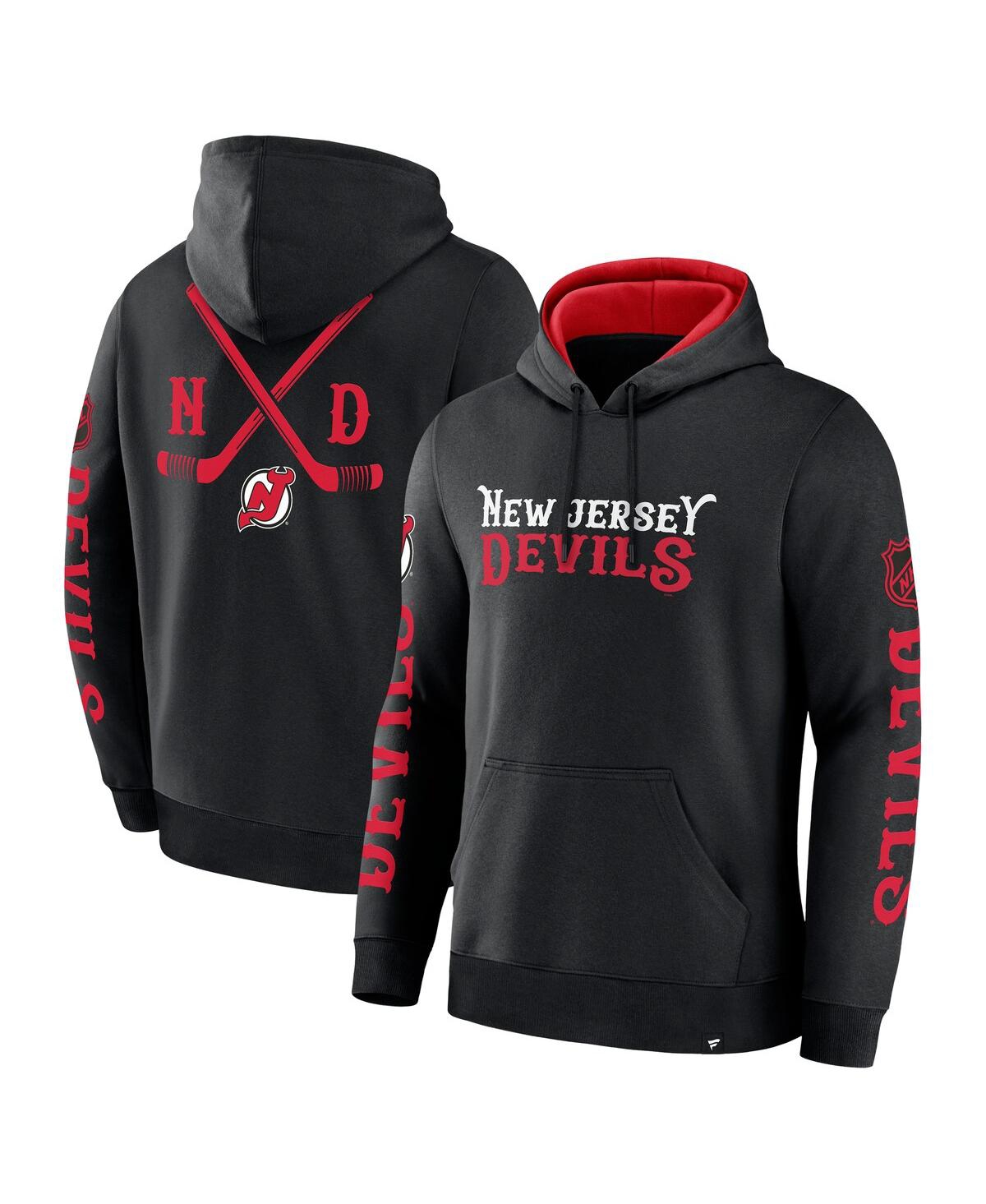 Fanatics Men's Black New Jersey Devils Big City Legacy Fleece Pullover Hoodie In Black,athletic Red