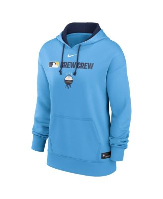 Women's Powder Blue Milwaukee Brewers Authentic Collection City Connect Performance Pullover Hoodie