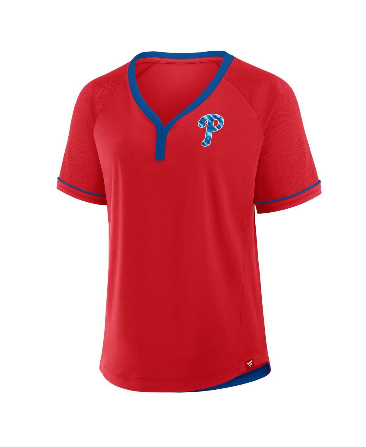 Fanatics Women's Red Philadelphia Phillies League Diva Star Raglan V-neck T-shirt In Red