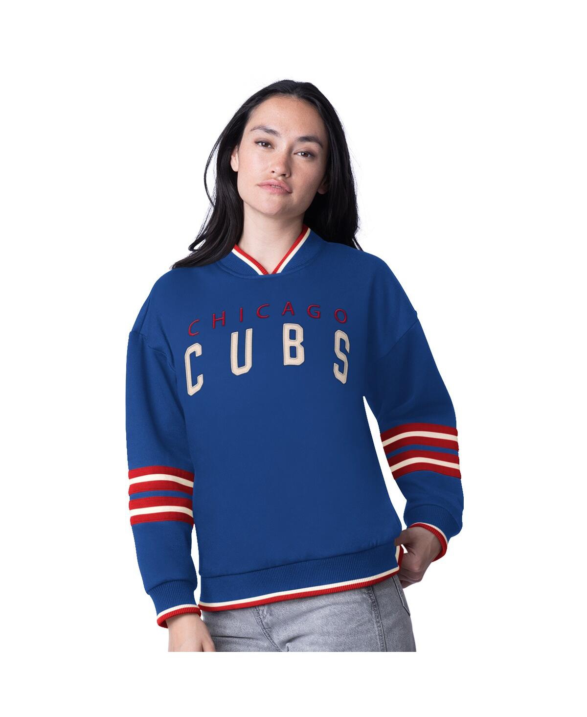 Women's Royal Chicago Cubs Wild Card Oversized Pullover Sweatshirt - Royal