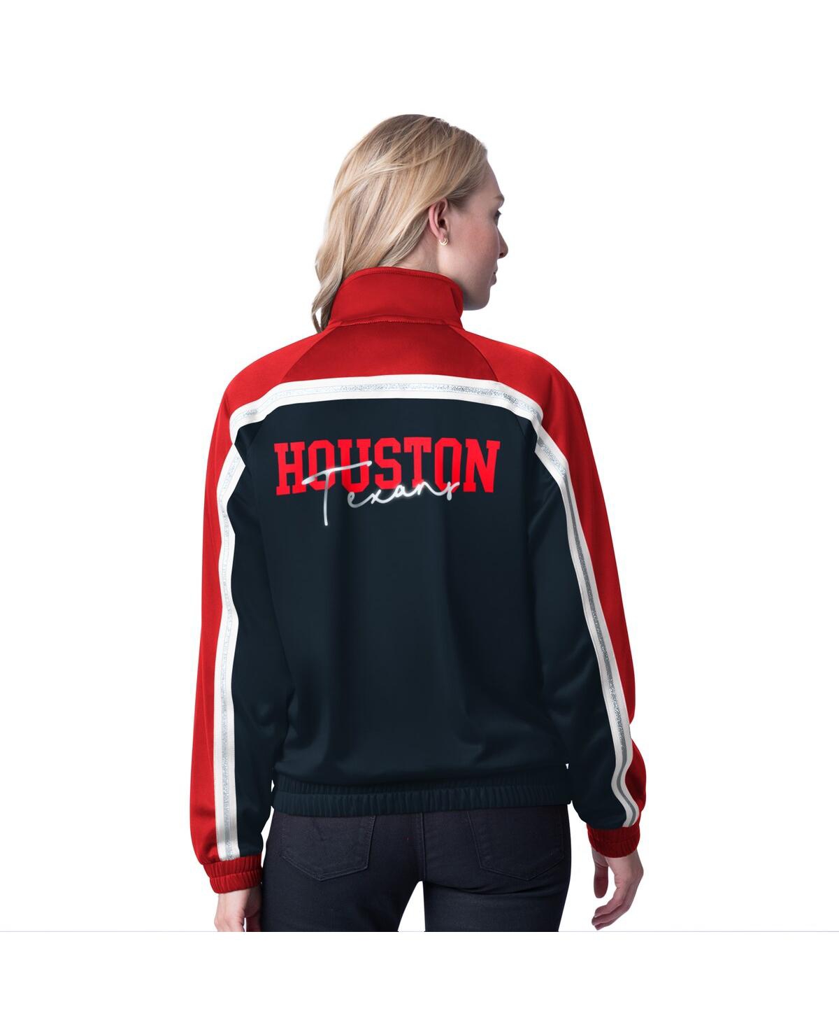 G-III 4HER BY CARL BANKS WOMEN'S NAVY HOUSTON TEXANS POST GAME FULL-ZIP TRACK JACKET 