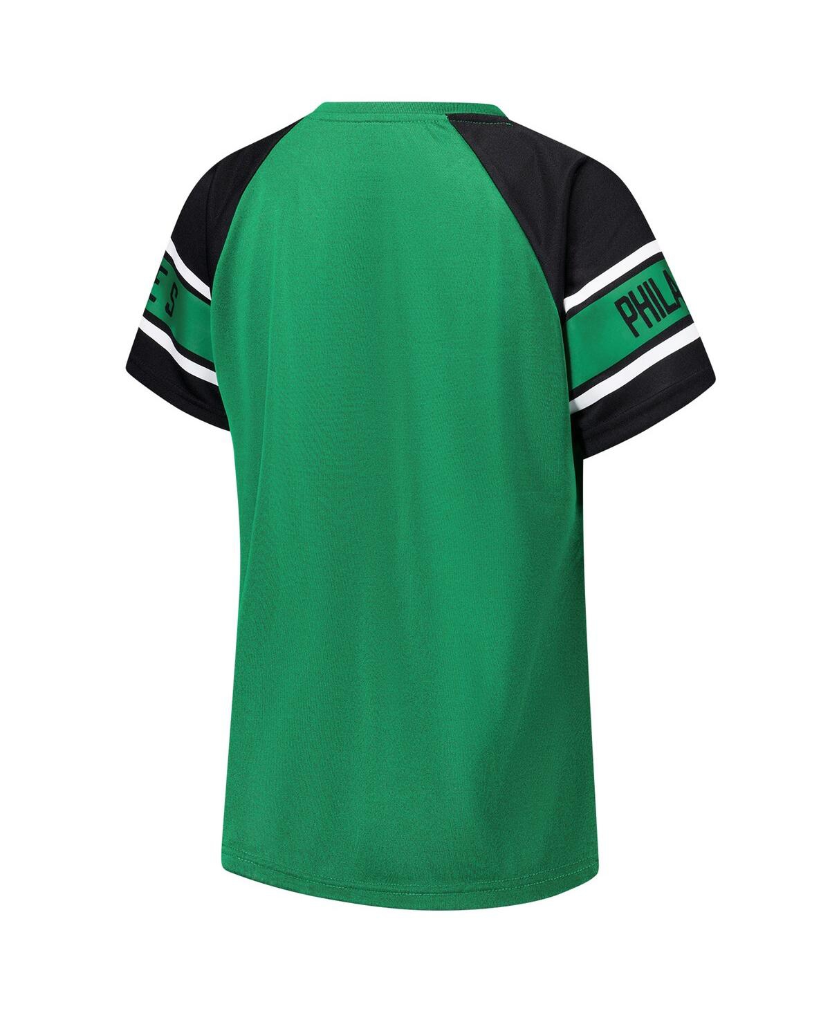 Starter Women's Kelly Green Philadelphia Eagles 1st Rounder Color Block Raglan Top In Kelly Green