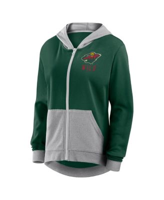 Women's Green Minnesota Wild Hit It French Terry Full-Zip Hoodie