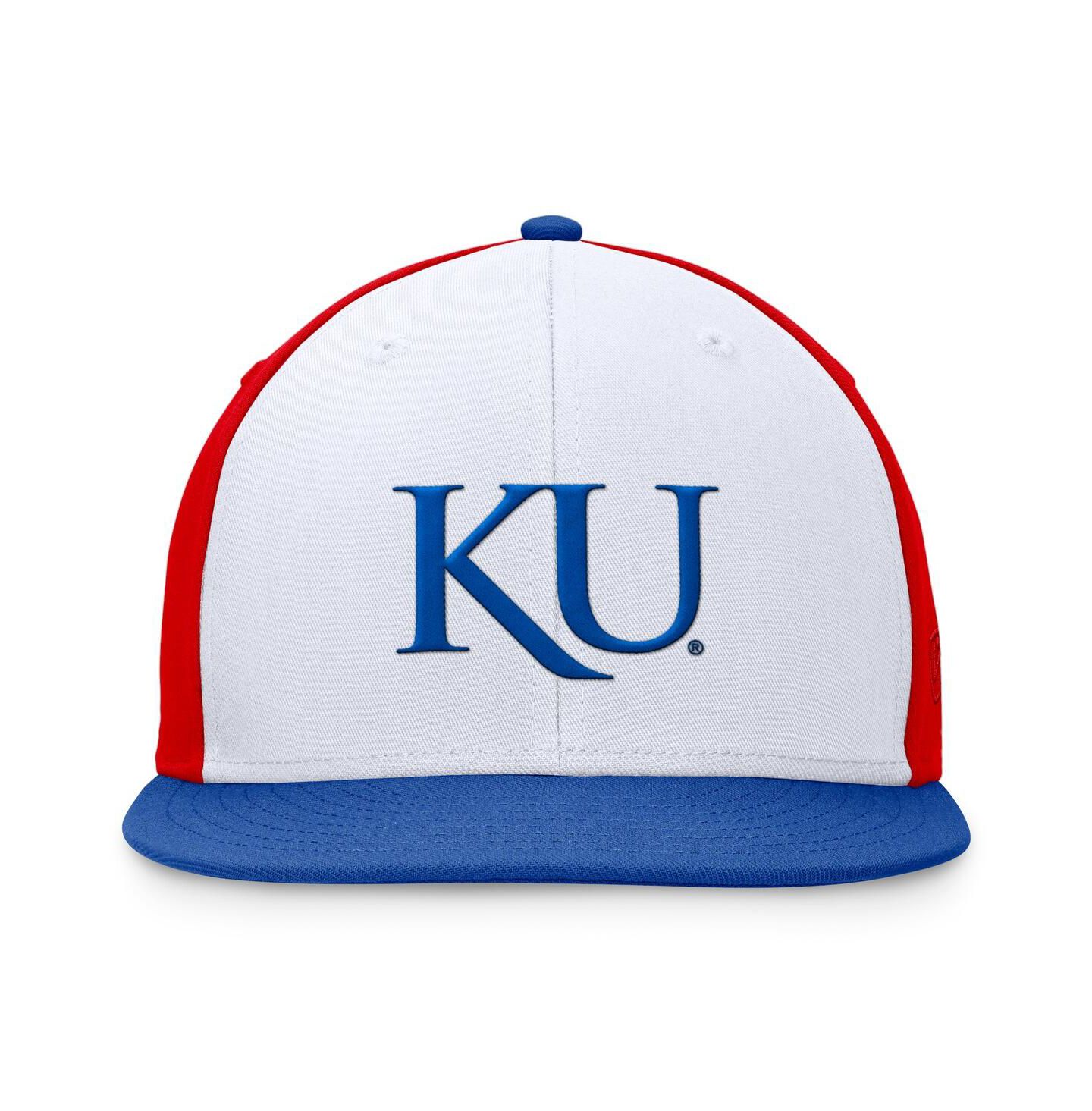 Мужская кепка Top of the World White/Royal Kansas Jayhawks Tri-Tone Heritage Collector Fitted Hat — фото 4
