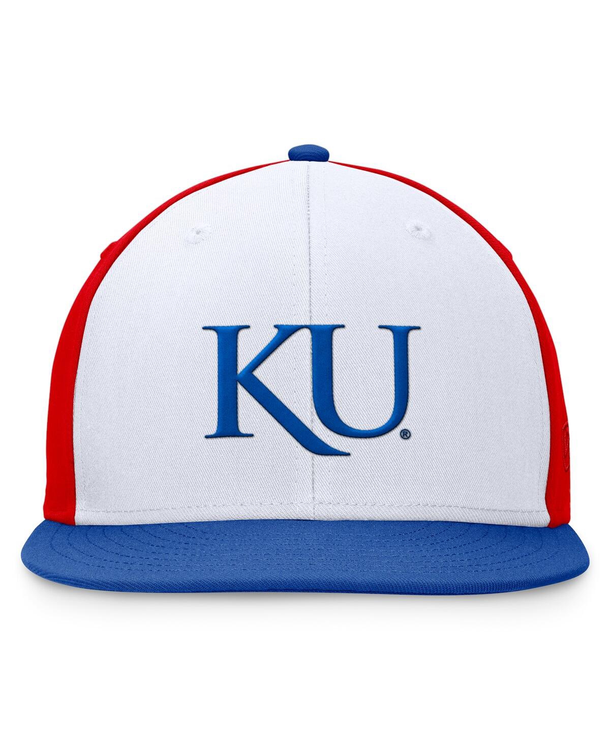 Top Of The World Men's White/royal Kansas Jayhawks Tri-tone Heritage Collector Fitted Hat In White,royal