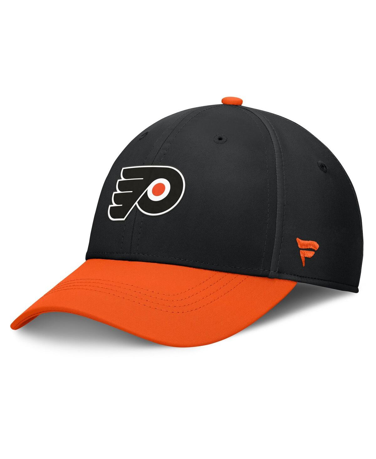 Fanatics Men's Black/orange Philadelphia Flyers Authentic Pro Rink Flex Hat In Black,orange
