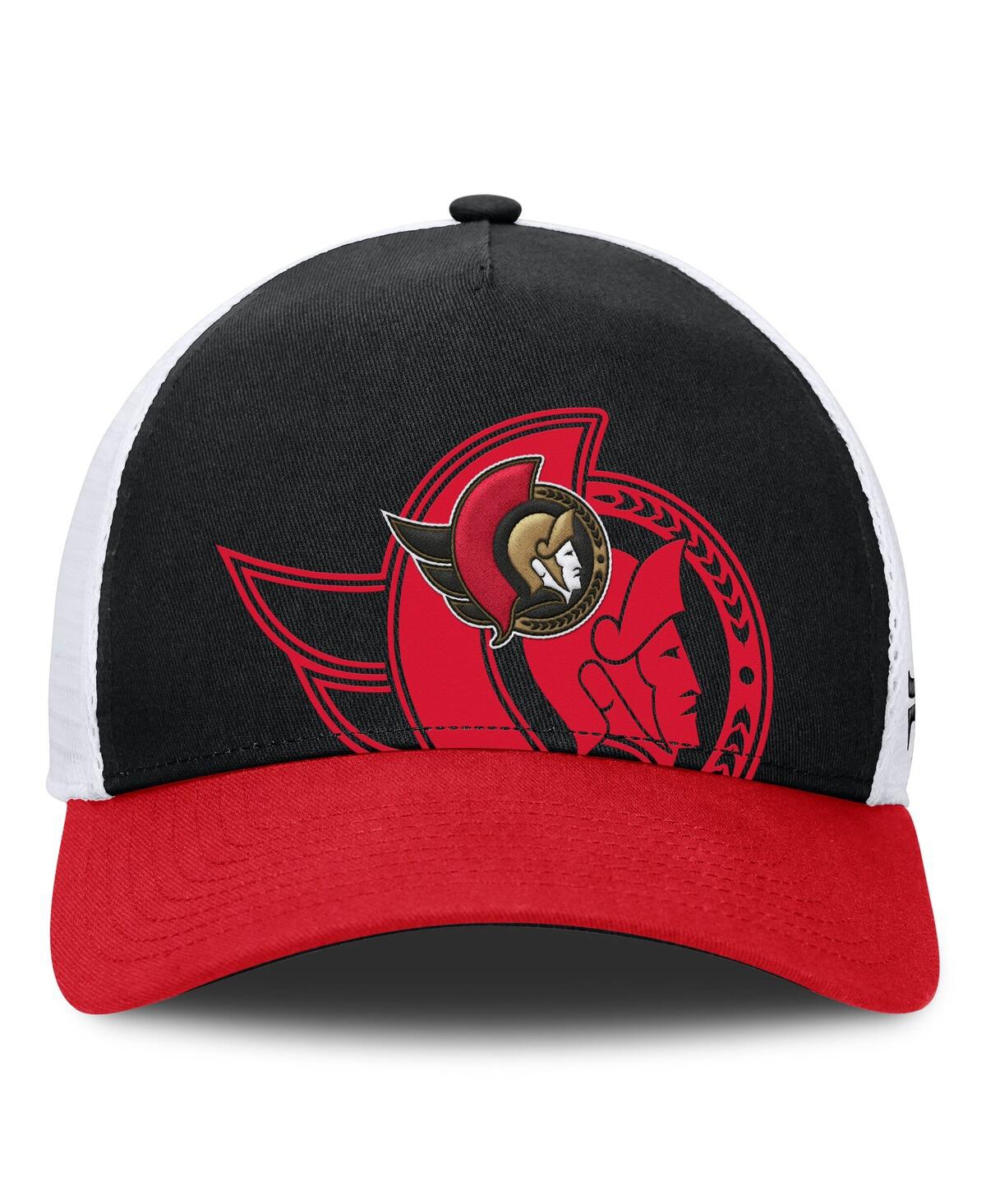 Fanatics Men's Black/red Ottawa Senators Authentic Pro A-frame Rink Adjustable Hat In Black,red