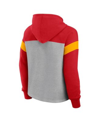 Women's Heather Gray/Red Kansas City Chiefs Bold Play Call Pullover Hoodie