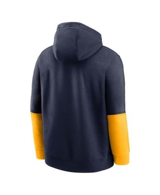 Men's Navy/Gold West Virginia Mountaineers 2024 Sideline Club Pullover Hoodie
