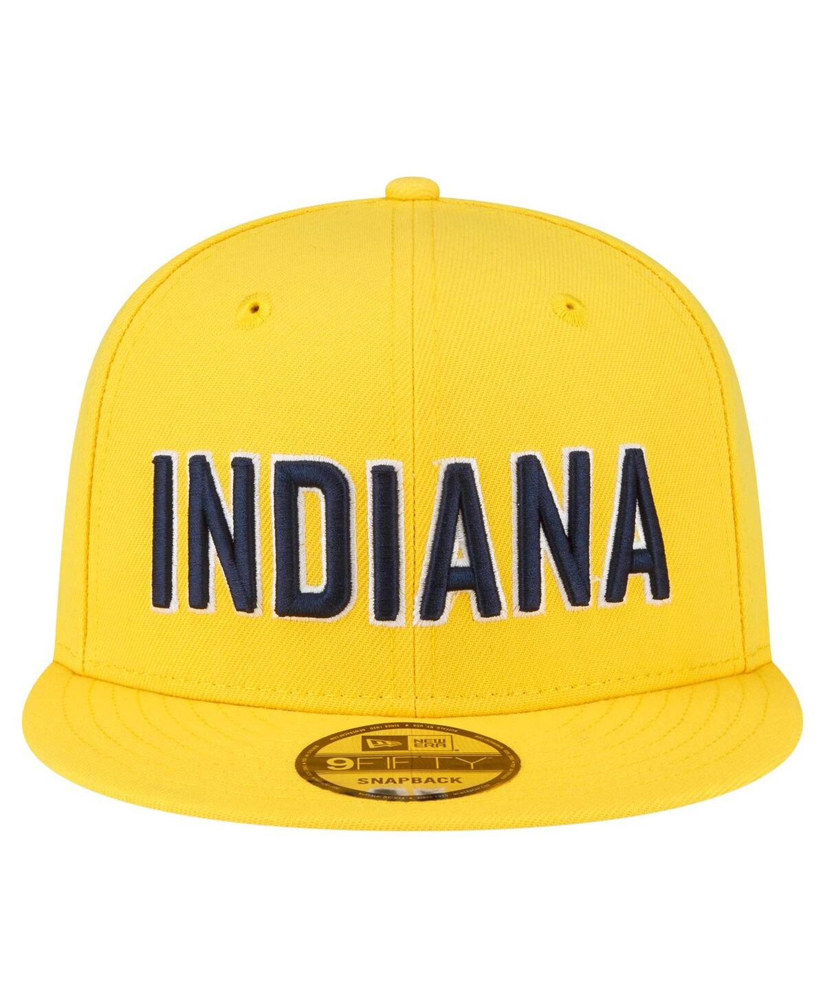 New Era Men's Gold Indiana Pacers Jersey Hook Statement Edition 9FIFTY Snapback Hat