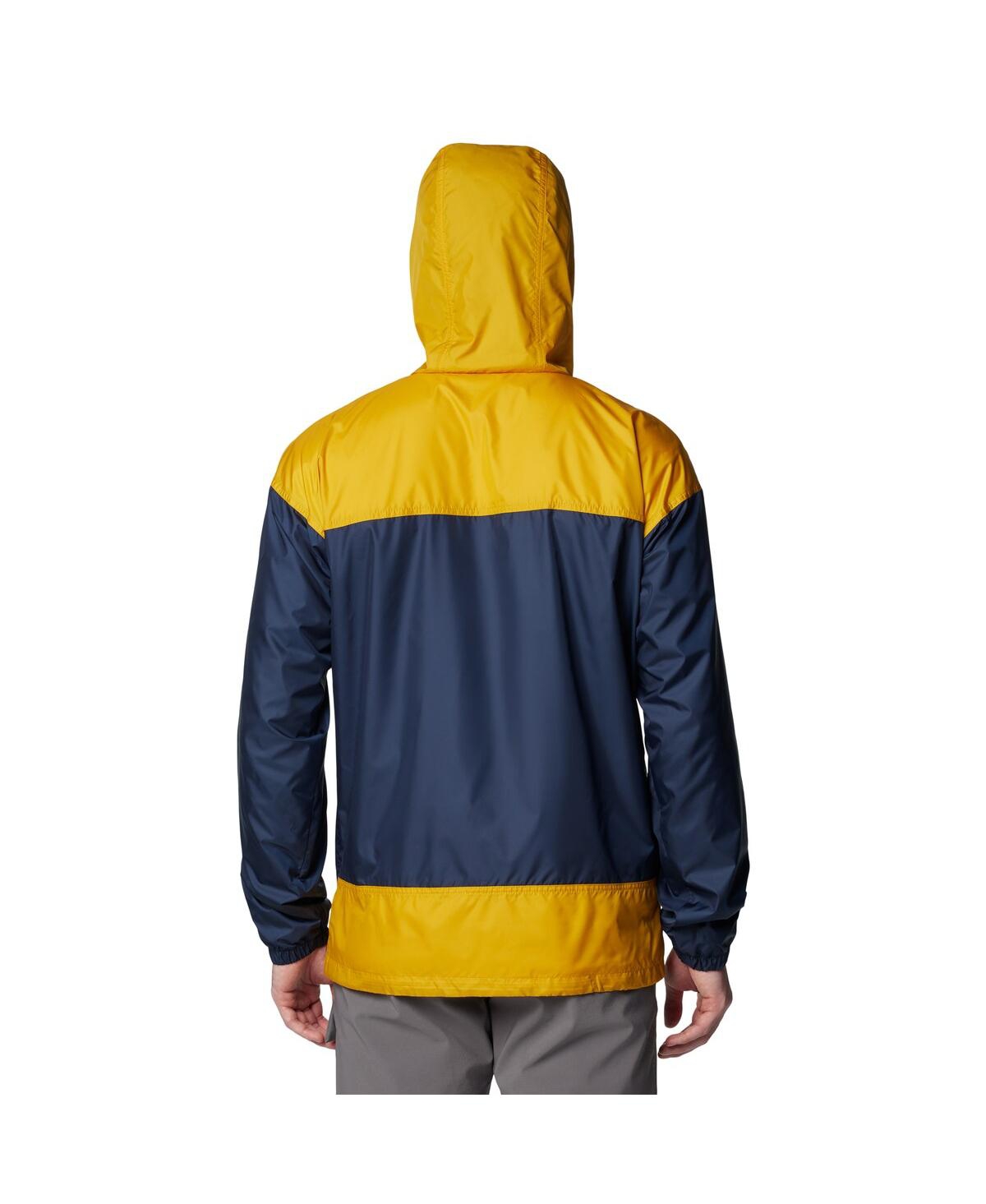 COLUMBIA MEN'S NAVY NOTRE DAME FIGHTING IRISH FLASH CHALLENGER II OMNI-SHADE FULL-ZIP HOODIE WINDBREAKER JACK 