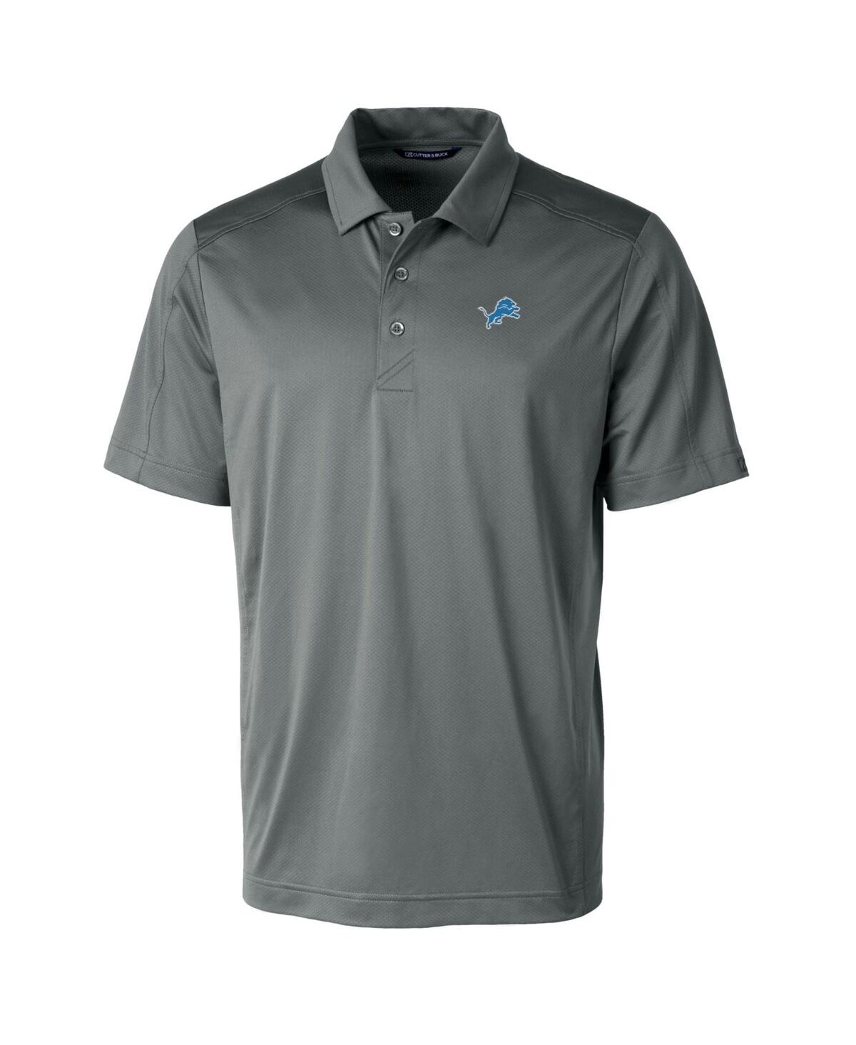 Cutter & Buck Men's Steel Detroit Lions Prospect Textured Stretch Polo In Steel