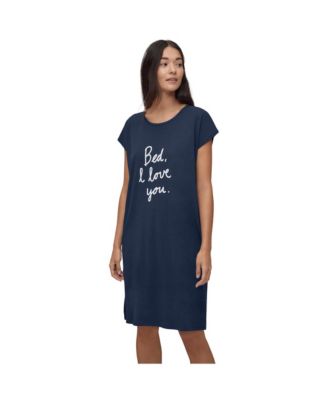 Women's Cotton Spandex Vneck Short Sleeve Sleep Shirt