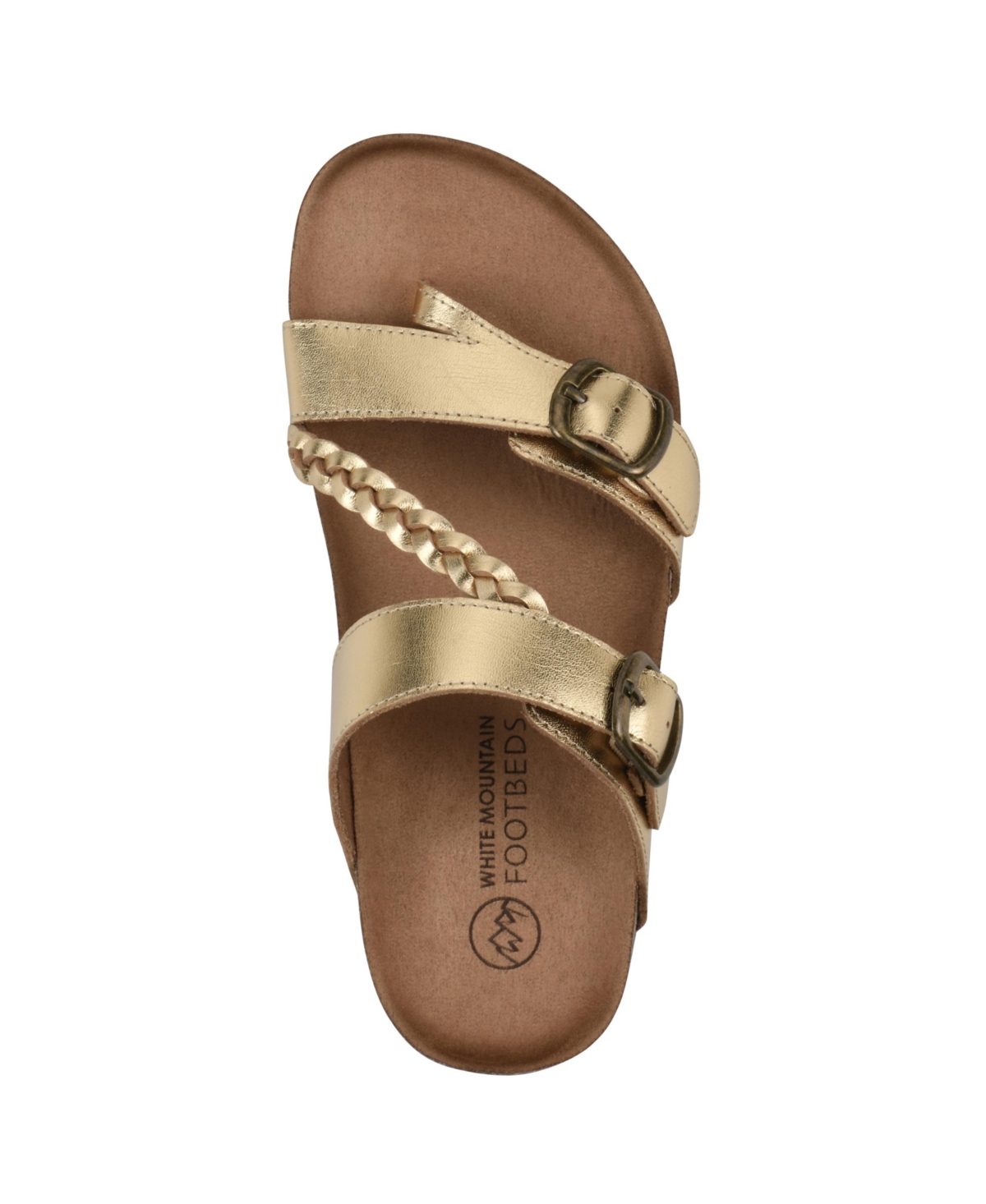 White Mountain Women's Hammy Round Toe Flat Sandals In Antique Gold Leather