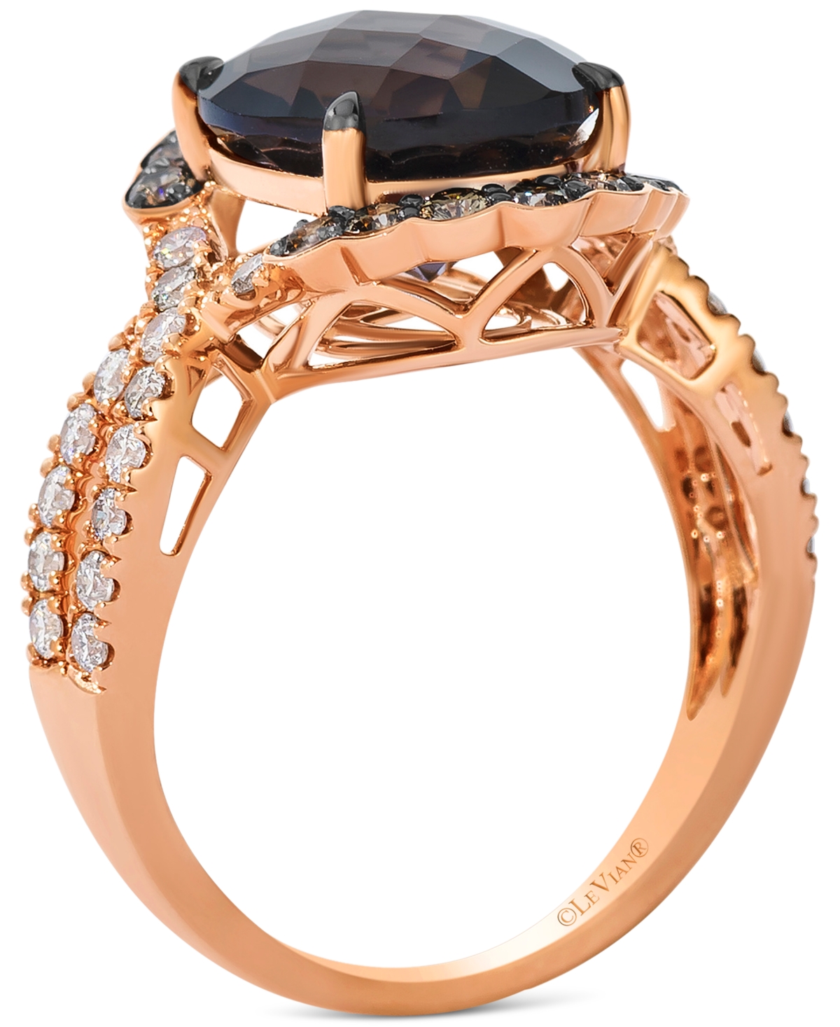 Le Vian Chocolate Quartz (4-3/8 Ct. T.w.), Nude Diamond (1/2 Ct. T.w.) & Chocolate Diamond (3/8 Ct. T.w.) Ri In Rose Gold
