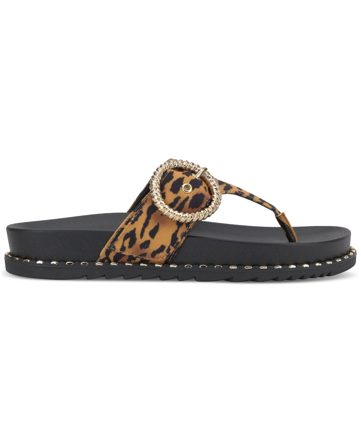 Jessica Simpson Women's Cymmeri Hooded Thong Flat Sandals In Natural Leopard Canvas