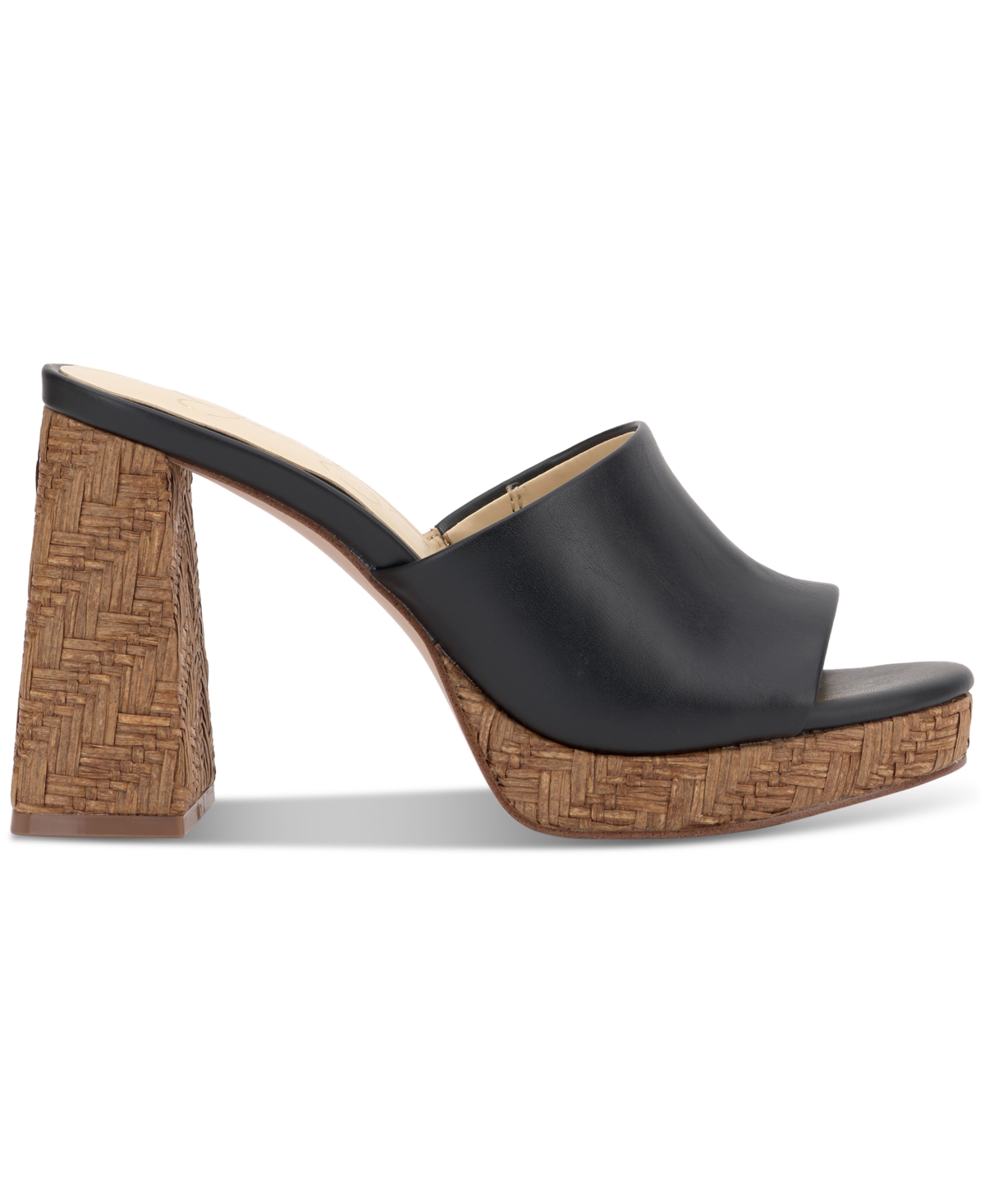 Jessica Simpson Women's Kameena Block-heel Slip-on Sandals In Black Smooth