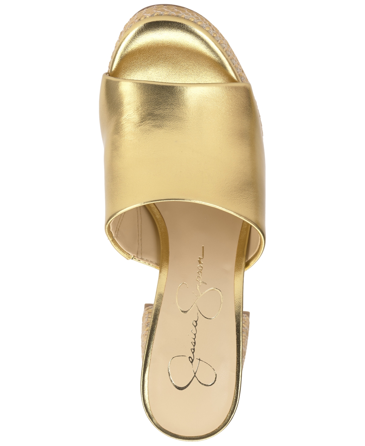Jessica Simpson Kashet Platform Slide Sandal In Gold Smooth