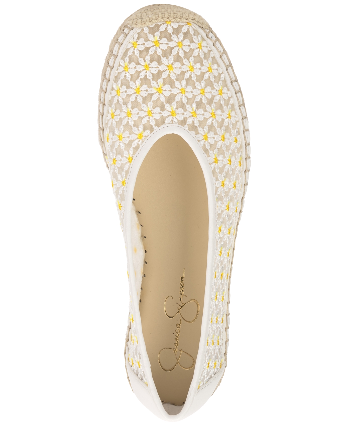 Jessica Simpson Women's Lucciea Mesh Espadrille Flats In White Daisy Mesh