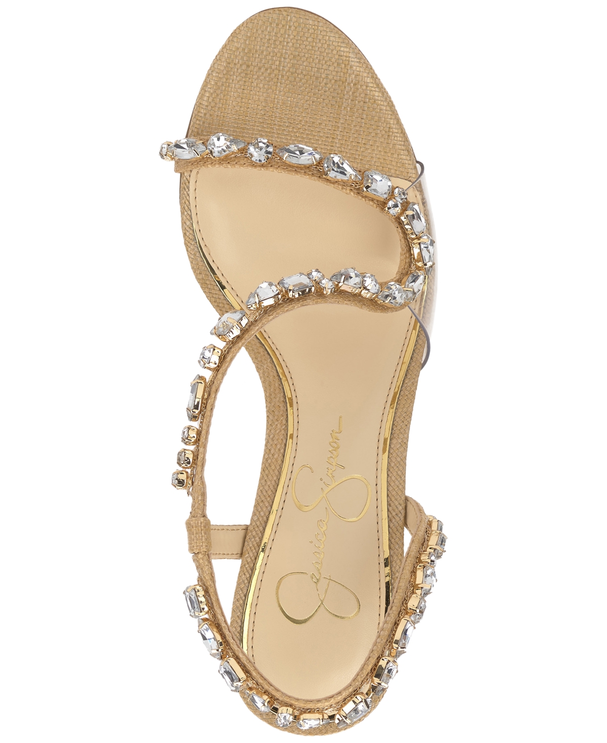 Jessica Simpson Women's Jaycin Barely-there Rhinestone Evening Sandals In Natural Raffia