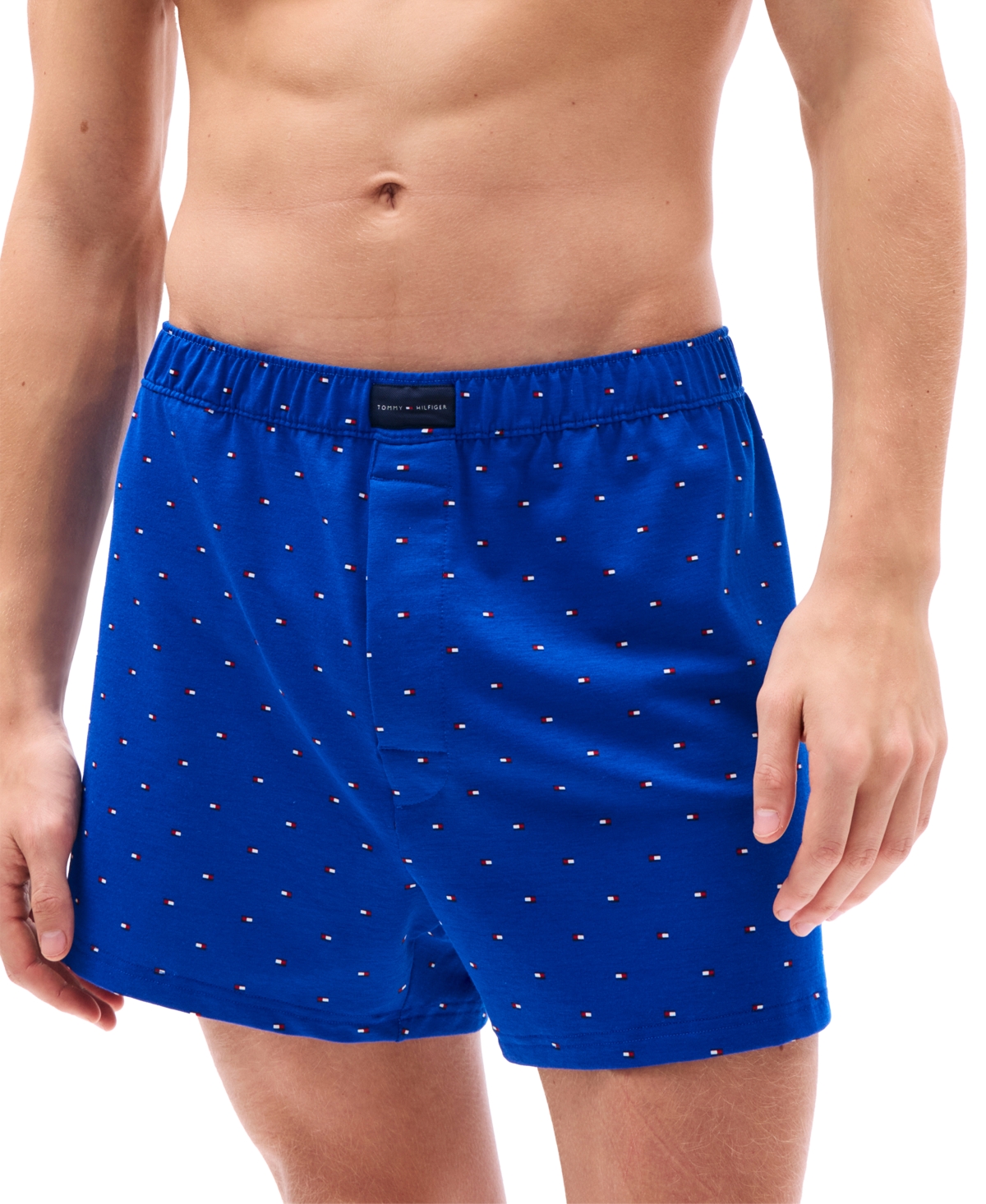 Tommy Hilfiger Men's 3-pack All Day Comfort Knit Boxers In Primary Red,royalty Micro Flag,desert