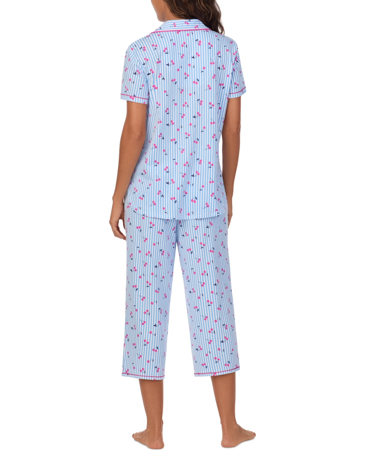 Cuddl Duds Women's Printed Collared Cropped Pajama Set