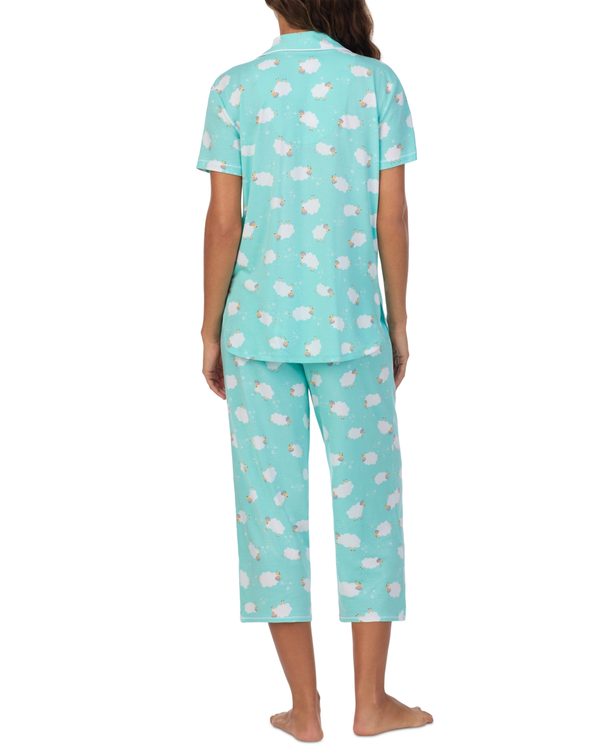 CUDDL DUDS WOMEN'S PRINTED COLLARED CROPPED PAJAMA SET 