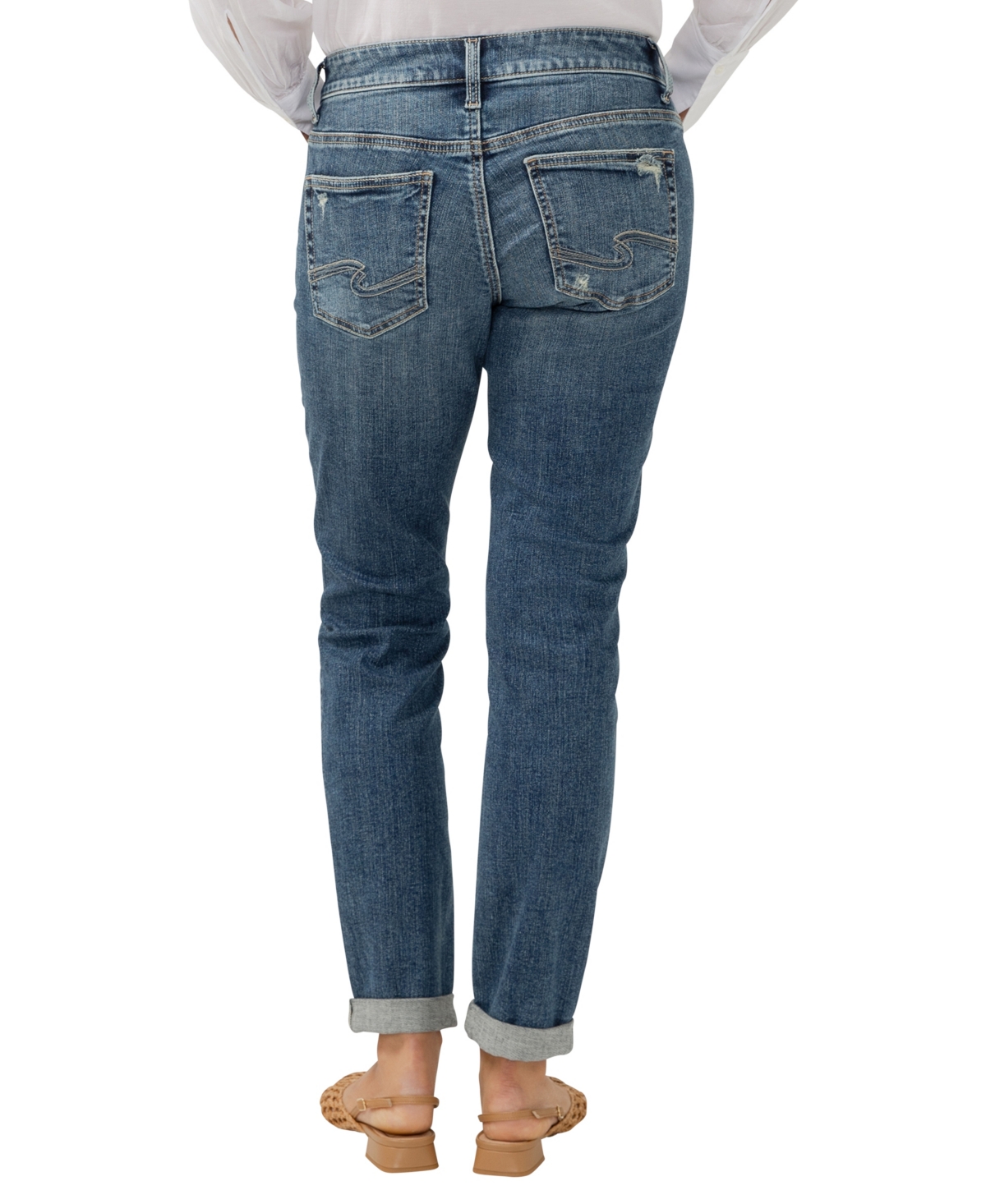 SILVER JEANS CO. WOMEN'S BOYFRIEND MID RISE SLIM LEG JEANS 