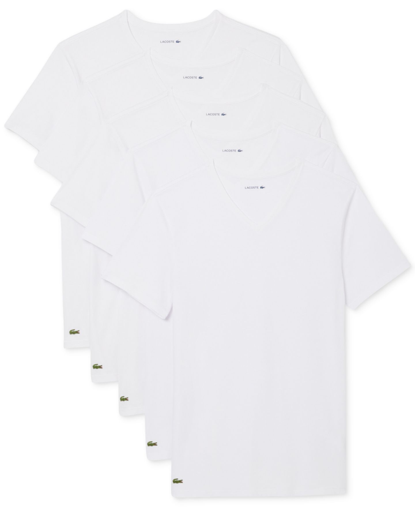 Бельё Undershirts для мужчин, хлопок, 5 шт. — Lacoste, цвет: Белый — фото 1