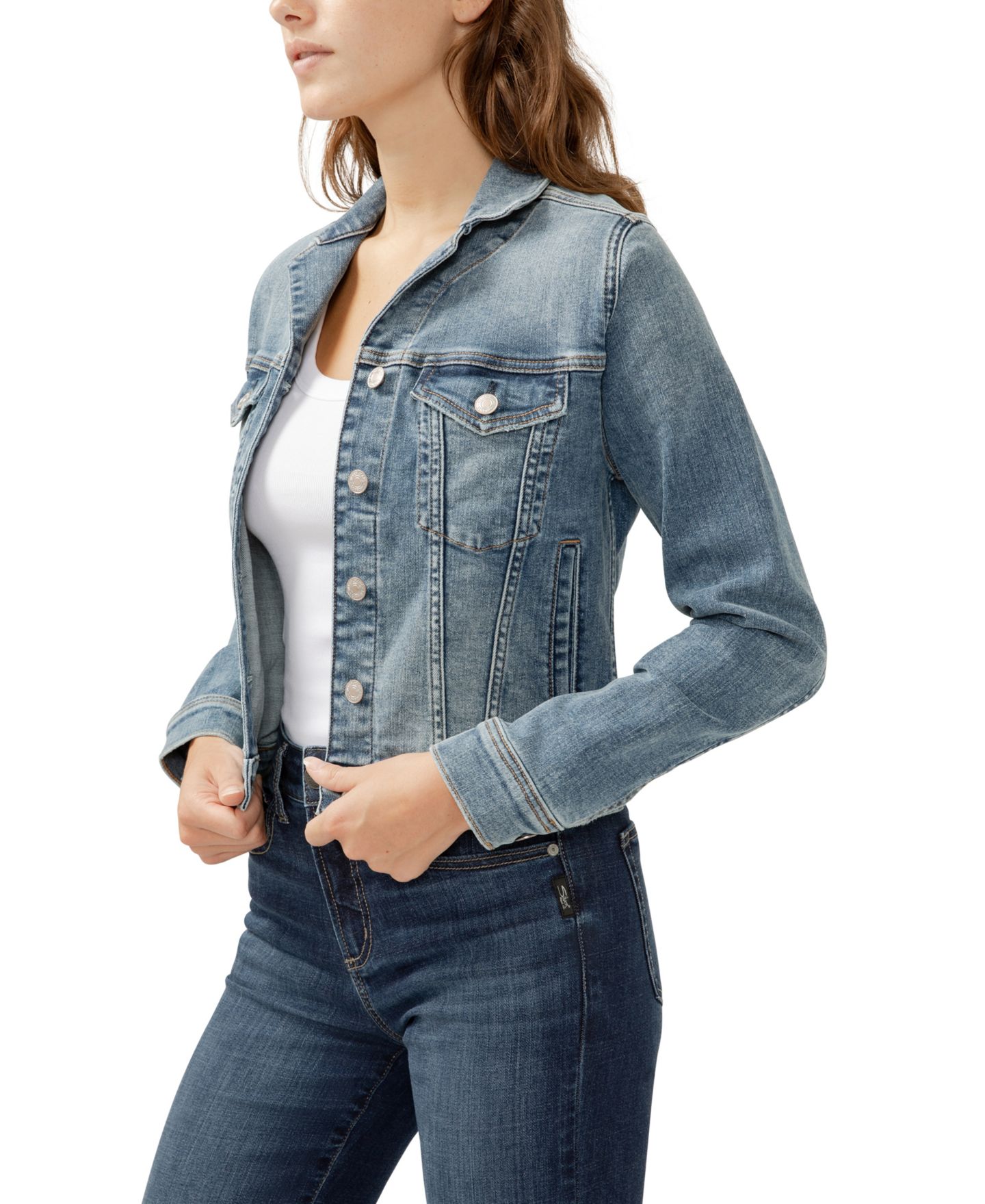 Женская куртка Silver Jeans Co. Notched Crop Jean, цвет: Индиго — фото 5