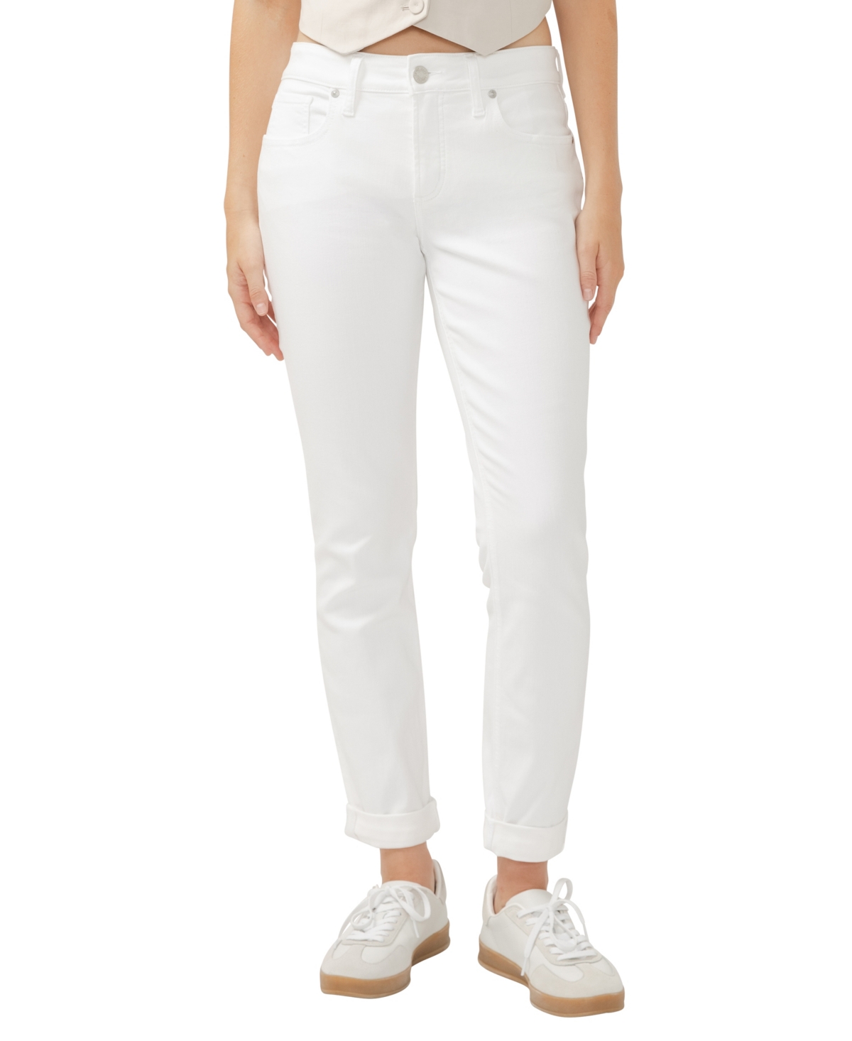 SILVER JEANS CO. WOMEN'S BOYFRIEND MID RISE SLIM LEG LUXE STRETCH JEANS 