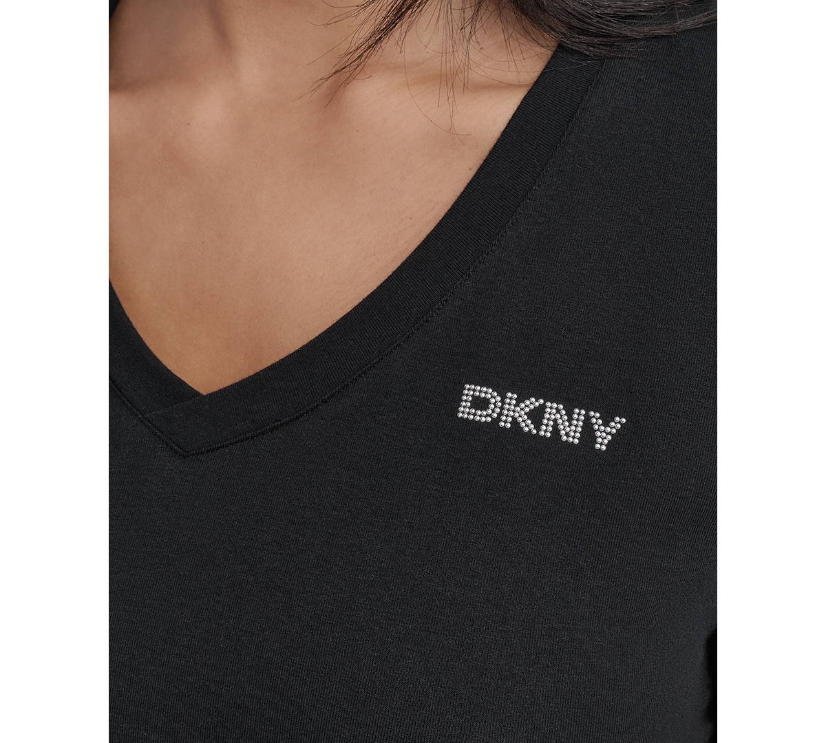 DKNY SPORT WOMEN'S STUDDED-LOGO V-NECK T-SHIRT DRESS 