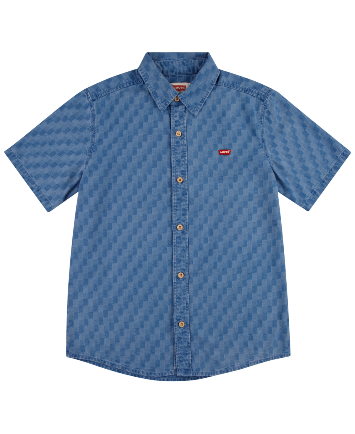 LEVI'S BIG BOYS CHECKERED DENIM SHIRT 